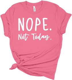 Womens Nope Not Today Shirt Funny Letter Print Graphic Tees Casual Short Sleeve T Shirts Plus Size Summer Tops XX-Large Nope Not Today 1-charity Pink