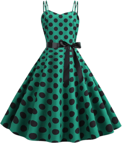 Women Vintage Polka Dot 1950s Rockabilly Halter Audrey Dress Retro Floral Evening Cocktail Swing Dress at Amazon Women’s Clothing store