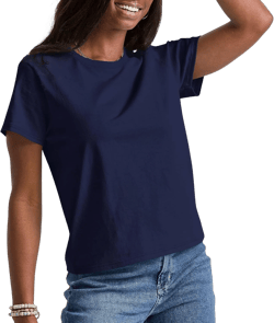 Hanes Women's Essentials T-Shirt, Cotton Crewneck Tee, Classic Fit T-Shirt For Women Athletic Navy Medium