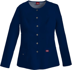 Dickies Women's Xtreme Stretch Crew Neck Snap Front Warm-Up Jacket X-Small Navy