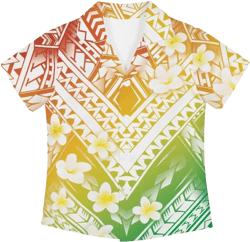 JooMeryer Little Boys Polynesian Printed Hawaiian Shirts Kids Short Sleeve Button Down T-Shirts 3-4T Yellow Green Plumeria
