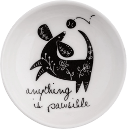 Karma, Boho Ring Bowl, Black and White Trinket Tray, Decorative Ceramic Trinket Dish, Jewelry Dish Tray for Rings, Dog