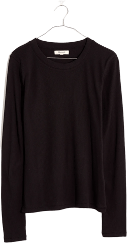 Fine Ribbed Crewneck Long-Sleeve Tee