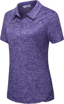 Vldnery Polo Shirts for Women 3-Button Collared Short Sleeve Moisture Wicking Athletic Loose Yoga Tennis Golf Shirts Medium Short Shirt Light Blue