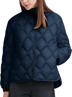 Little Donkey Andy Women's Lightweight Puffer Jacket with Recycled Insulation, Button Down Quilted Coats XX-Large Navy Blue