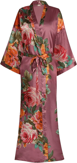 goodmansam Women's Long Floral Satin Kimono Robes Bridal Dressing Gown Wedding Bridesmaid Nightgown at Amazon Women’s Clothing store