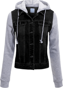 Design by Olivia Women's Classic Casual Hooded Denim Jacket Large A Black