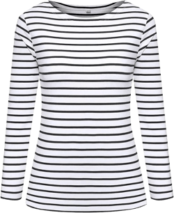 LilyCoco Womens Striped Long Sleeve Shirt Boat Neck Tops Breton Loose Fit Tshirt XX-Large Navy White