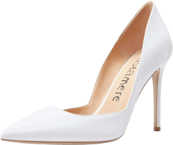 Castamere Womens D'Orsay Slip On High Heels Pumps Elegant Pointy Toe Stilettos 10CM Heel Shoes 10 White Satin