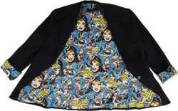 DC Comics Adult Wonder Woman Blazer | Black Suit Coat Officially Licensed All Over Print Lining 4 Multicolor