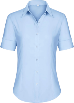 siliteelon Short Sleeve Button Dress Shirts for Women Cotton Button Down Shirts for Women Slim Fit Blouse Top 3/4 Sleeve Light Blue XX-Large