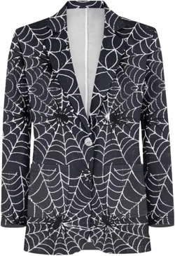 Blazer for Men Regular Fit Suit Jacket Sport Coats with Pocket One Button Formal Dress Jacket X-Large Black White Spider Web Halloween