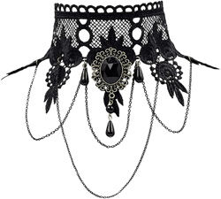 iWenSheng Halloween Costumes Jewelry for Women - Steampunk Black Lace Choker Necklace Gothic Jewelry Accessories, Vampire Choker Necklace Costume for Teen Girls 1#