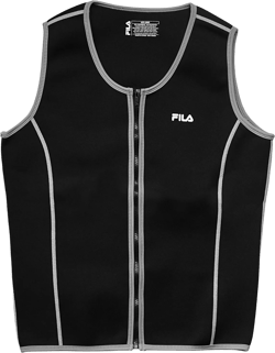 FILA Accessories Men's Sauna Vest - Neoprene Sweat Suit Zipper Tank Top Hot Slimming Body Shaper Large (Black)