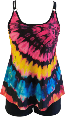 Womens 2 Piece Tankini Bathing Suit Strappy Blouson Tops with Swim Shorts Graphic 2024 Beach Sporty Modest Swimsuit 3X-Large Deals 3_pink