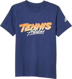 adidas Boys' Kids Tennis Graphic Tee Small Tech Indigo