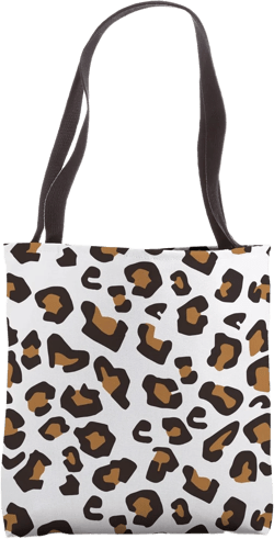 Cute Black Leopard Cheetah Print Night Design White Base Tote Bag