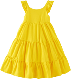 Vieille Toddler Girls Summer Dress Ruffle Sleeveless Casual Beach Sundress Tiered Swing Princess Dress for 2-8 Years A a Yellow 2-3T
