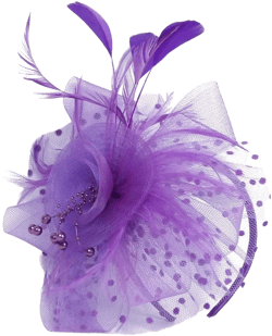 Women Fascinator Feather Flower Hair Clip Pin Brooch Corsage for Bridal Hairband Derby Hat Cocktail Party Wedding C04 Purple