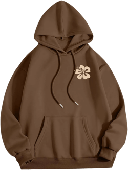 XIAXOGOOL Hoodies For Women Crewneck Sweatshirts Graphic Print Drawstring Hoodie Kangaroo Pocket Fleece Sweatshirt Pull Over 01-brown Medium