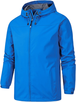 Mens Lightweight Waterproof Jacket Windproof Rain Hooded Jackets Outdoor Hiking Windbreake Raincoat Zip Coat for Travel Small Sky Blue