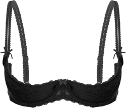 Women's Adjustable Strappy 1/4 Cups Padded Push Up Bralette Tops Underwire Lingerie Bras Large Black