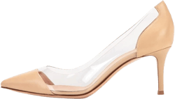 Eldof Women's Stilettos Pumps Pointed Toe Clear Transparent PVC Vamp High Heels Slip on 3 Inch Wedding Dressy Work Shoes 11 Beige-matt