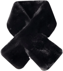 ikasus Faux Fur Collar Womens Neck Warmer Scarf Wrap,Winter Cold Weather Rabbit Knitted Fuzzy Fluffy Plush Shawl Wrap Black