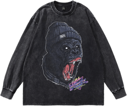 Men Long Sleeve Shirt Cartoon Print Bottoming Long Sleeve T-shirt Men and Women Oversize Couple's Tops