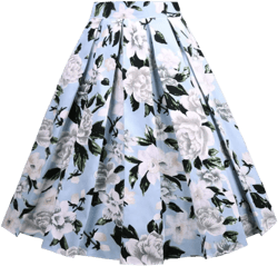 OBBUE Dresstore Vintage Pleated Skirt Floral A-line Printed Midi Skirts with Pockets at Amazon Women’s Clothing store
