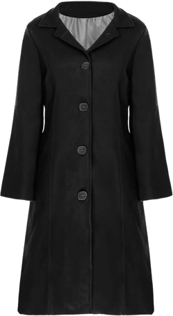 Women's Elegant Solid Color Mid-Length Thicken Warm Wool Blend Coat Long Jackets X-Large Black