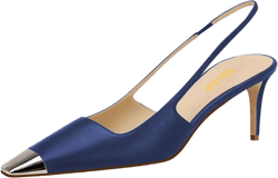 Amazon.com | miss left Women Stylish Slingback Square Toe Metal Cap Mid Kitten Heels Slip On Elastic Strap Pumps Versatile Working Prom Shoes Size 4-16 US | Shoes