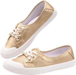 Harvest Land Womens Canvas Low Top Sneakers Slip on Shoes for Women Fashion Walking Sneakers 9.5 Gold