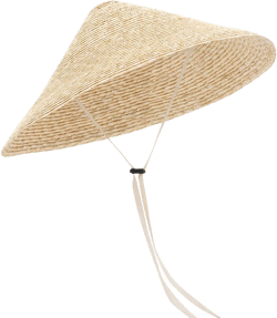 Women's Large Brim Straw Sun Hat Traditional Oriental Bamboo Straw Cone Garden Fishing Hat with Chin Strap Brim:25CM Beige