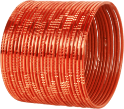 Touchstone Indian Bollywood Choice Handcrafted Exemplary Peeled Deep Ditch Surface Vintage Textured Wow Designer Jewelry Bangle Bracelets Set of 24. for Women. Bangles M - Circ 7.8 in-Indn Size 2.8-Dia 2.5 in Orange