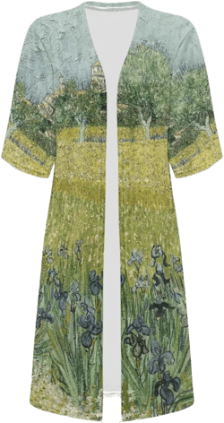 Famous Oil Sunflower Print Plus Size Tops for Women Cardigan Sweaters Kimonos for Women Spring Sweaters for 2025 Famous Painters Oil 04 X-Large