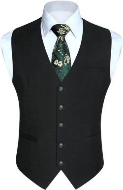 HISDERN Men's Suit Vest Plaid Dress Vest for Men Slim Fit Formal Business Waistcoat Tuxedo V-Ncek Solid Vest for Wedding X-Small A-black