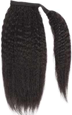 Ponytail Extension Human Hair Kinky Straight Ponytail Extension for Black Women with Wrap Around Magic Tape Brazilian Virgin Human Hair Clip in Ponytail Hair Extensions 14 Inch