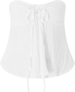 Women Y2k Tube Top Strapless Sexy Backless Vintage Fairy Grunge Tops Crop Going Out Bandeau A1 White Medium