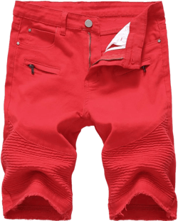 Denim Shorts for Men Summer Vintage Washed Ripped Distressed Straight Fit Knee Length Casual Jean Shorts