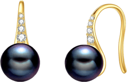 14K Gold Freshwater Pearl Earrings Solid Gold Dangle Drop 8 MM Pearl Earrings Jewelry Gifts for Women (drop) black pearl