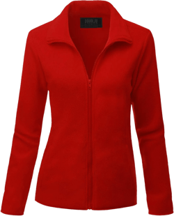 DOUBLJU Soft Polar Fleece Jacket Full Zip Long Sleeve with Side Pocket Casual Basic Lightweight Coat for Women with Plus Size