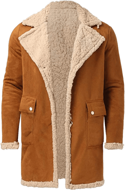 RTRDE Mens Faux Fur Shearling Coat Casual Winter Warm Jacket Windbreaker Overcoat Long Peacoat Jackets Fashion, L-5XL Ginger 4X-Large
