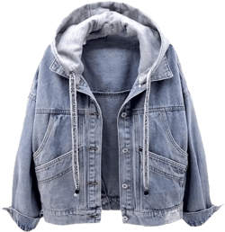 SaoBiiu Women Denim Jacket Blue Hooded Turn-Down Collar Loose Button Patchwork Outwear Female Casual Jean Coat XX-Large Light Blue