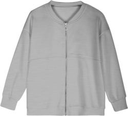 Akklian Women's Zip Up Sweatshirt Jacket No Hood Long Sleeve Casual Loose Outwear with Pockets 2024 Oversized Fashion Clothes X-Large Gray