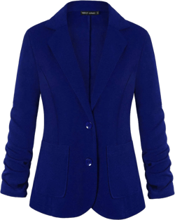 Unifizz Womens Casual Work Office Blazer Pockets Buttons Suit Jacket 3/4 Sleeve Small Royal Blue