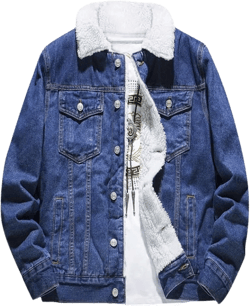 Ymosrh Men's Jackets Fashion Winter Denim Jacket Thick Fleece Lined Trucker Jackets Casual Jean Coat Outwear Jacket, S-6XL Dark Blue Medium