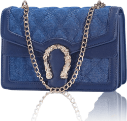 Aiqudou Crossbody Bag and Satchel Purse for Women - Fashion Snake Print Chain Purse Luxury PU Leather HandBag Z-mini Blue