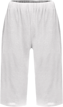 Pedal Pushers for Women Elastic High Waisted Linen Bermuda Shorts Lightweight Summer Cotton Shorts with Pockets C124-white Large