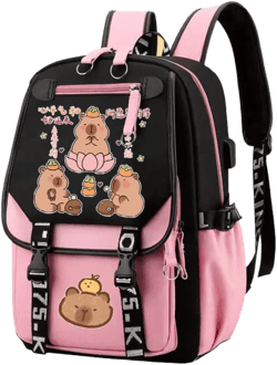 Kiobrvhe Cartoon Capybara Lightweight Waterproof Backpack for Women - Cute Aesthetic Daypack (Style B)